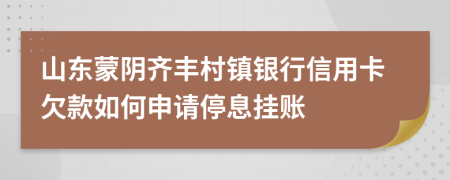 山东蒙阴齐丰村镇银行信用卡欠款如何申请停息挂账