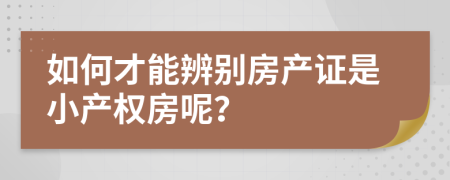 如何才能辨别房产证是小产权房呢？