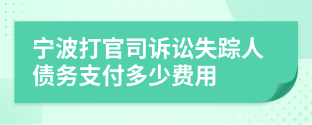 宁波打官司诉讼失踪人债务支付多少费用