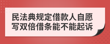 民法典规定借款人自愿写双倍借条能不能起诉