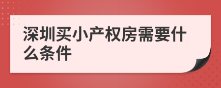 深圳买小产权房需要什么条件