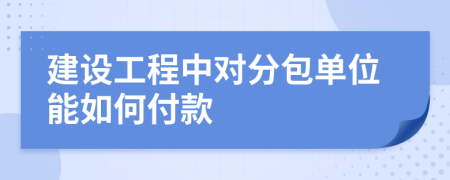 建设工程中对分包单位能如何付款