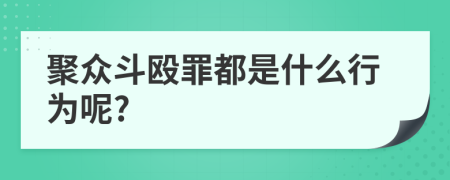 聚众斗殴罪都是什么行为呢?