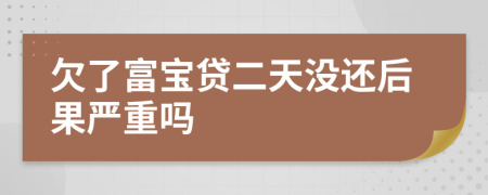 欠了富宝贷二天没还后果严重吗