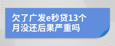 欠了广发e秒贷13个月没还后果严重吗