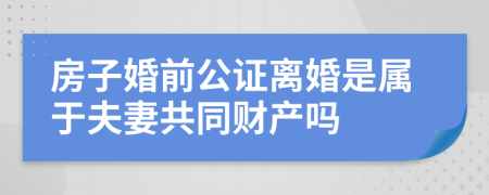 房子婚前公证离婚是属于夫妻共同财产吗