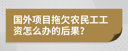 国外项目拖欠农民工工资怎么办的后果？