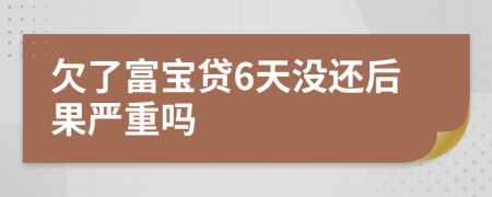 欠了富宝贷6天没还后果严重吗