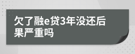 欠了融e贷3年没还后果严重吗