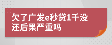 欠了广发e秒贷1千没还后果严重吗