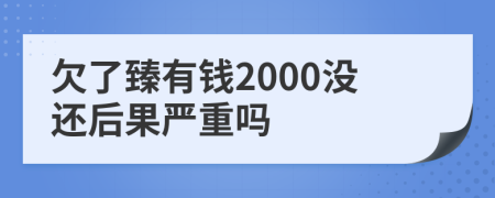 欠了臻有钱2000没还后果严重吗