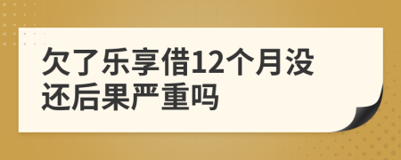 欠了乐享借12个月没还后果严重吗