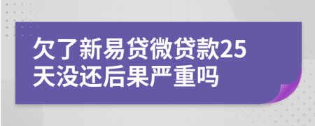 欠了新易贷微贷款25天没还后果严重吗