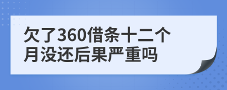 欠了360借条十二个月没还后果严重吗