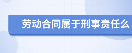 劳动合同属于刑事责任么