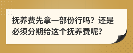 抚养费先拿一部份行吗？还是必须分期给这个抚养费呢？