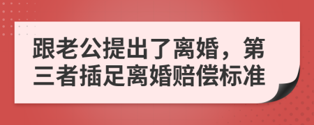 跟老公提出了离婚，第三者插足离婚赔偿标准