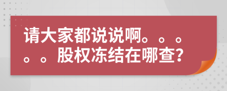 请大家都说说啊。。。。。股权冻结在哪查？