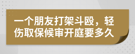 一个朋友打架斗殴，轻伤取保候审开庭要多久