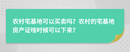 农村宅基地可以买卖吗？农村的宅基地房产证啥时候可以下来？