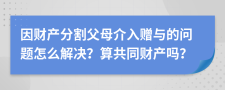 因财产分割父母介入赠与的问题怎么解决？算共同财产吗？