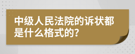 中级人民法院的诉状都是什么格式的？