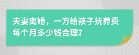 夫妻离婚，一方给孩子抚养费每个月多少钱合理？