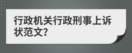 行政机关行政刑事上诉状范文？