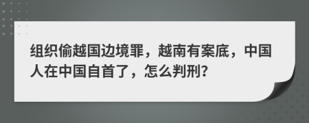 组织偷越国边境罪，越南有案底，中国人在中国自首了，怎么判刑？