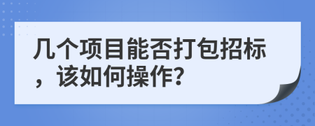几个项目能否打包招标，该如何操作？
