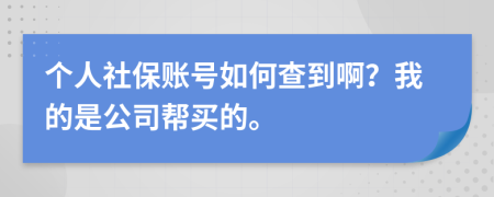 个人社保账号如何查到啊？我的是公司帮买的。