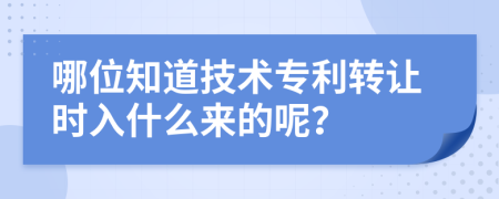 哪位知道技术专利转让时入什么来的呢？