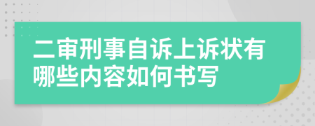 二审刑事自诉上诉状有哪些内容如何书写