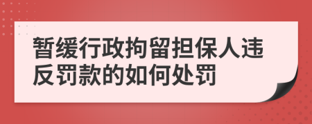 暂缓行政拘留担保人违反罚款的如何处罚