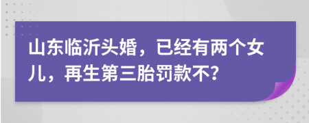 山东临沂头婚，已经有两个女儿，再生第三胎罚款不？