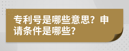 专利号是哪些意思？申请条件是哪些？