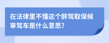 在法律里不懂这个醉驾取保候审驾车是什么意思？