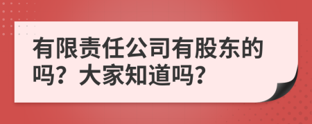 有限责任公司有股东的吗？大家知道吗？