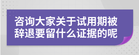 咨询大家关于试用期被辞退要留什么证据的呢