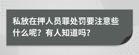 私放在押人员罪处罚要注意些什么呢？有人知道吗？