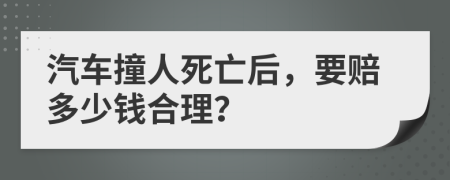汽车撞人死亡后，要赔多少钱合理？