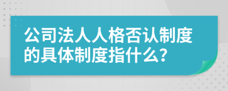 公司法人人格否认制度的具体制度指什么？