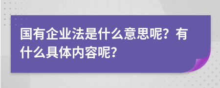 国有企业法是什么意思呢？有什么具体内容呢？