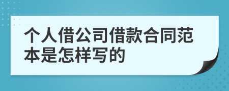 个人借公司借款合同范本是怎样写的