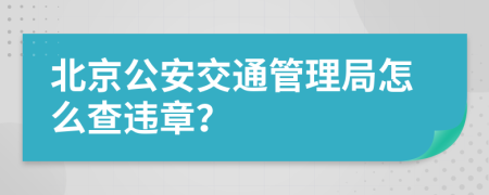 北京公安交通管理局怎么查违章？