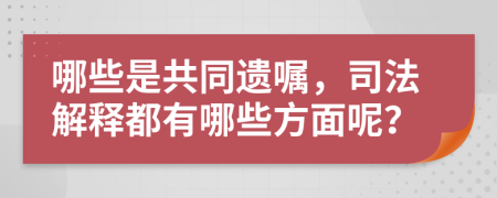 哪些是共同遗嘱，司法解释都有哪些方面呢？