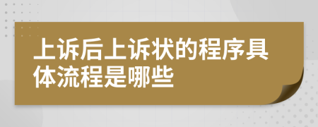 上诉后上诉状的程序具体流程是哪些