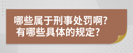 哪些属于刑事处罚啊? 有哪些具体的规定?