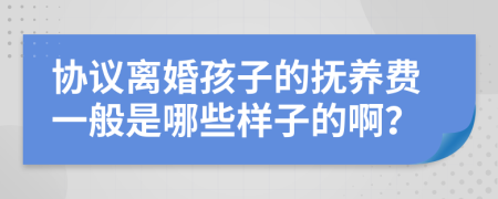 协议离婚孩子的抚养费一般是哪些样子的啊？