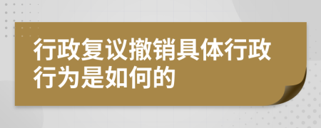 行政复议撤销具体行政行为是如何的